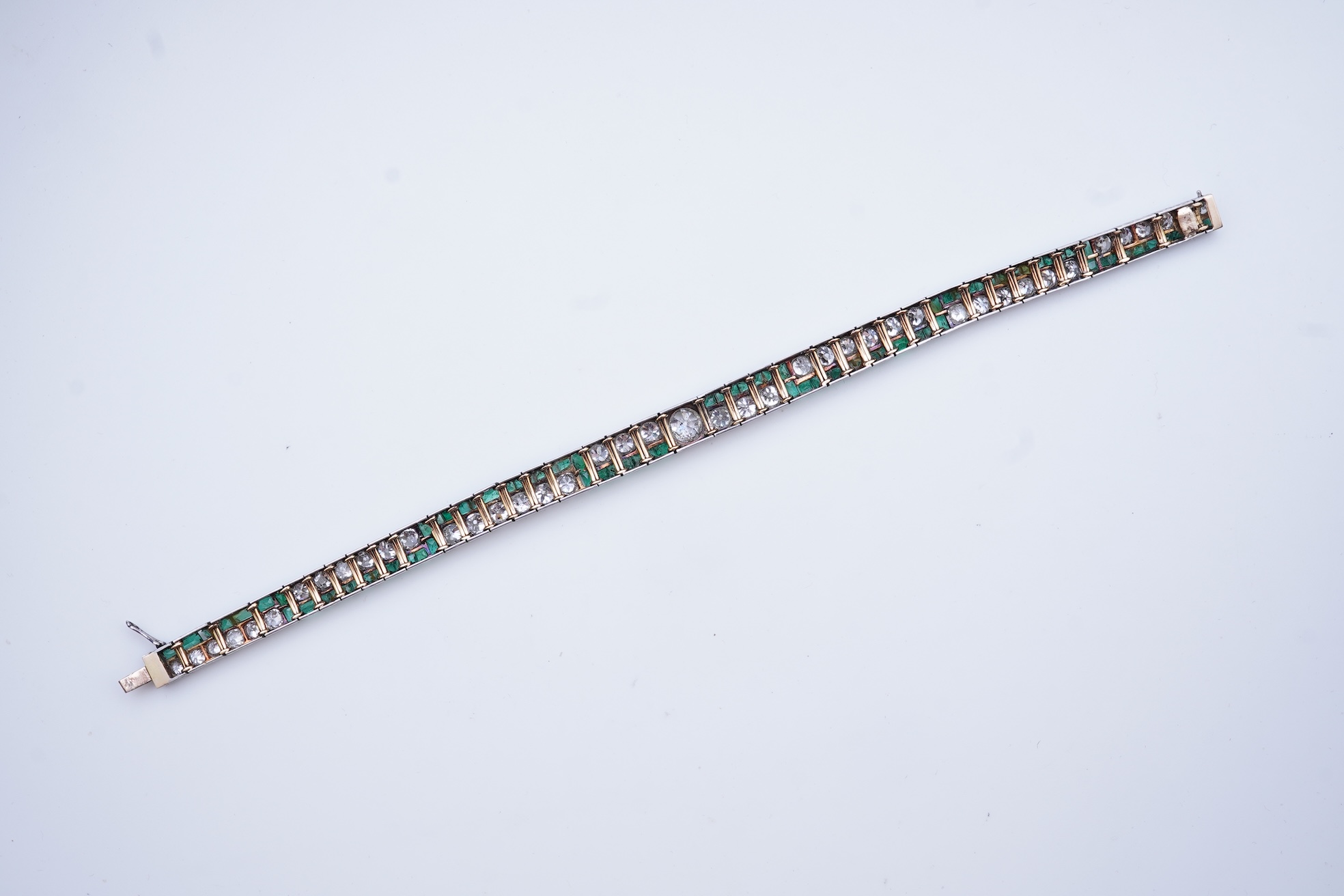 An Art Deco emerald and diamond bracelet, 1920s